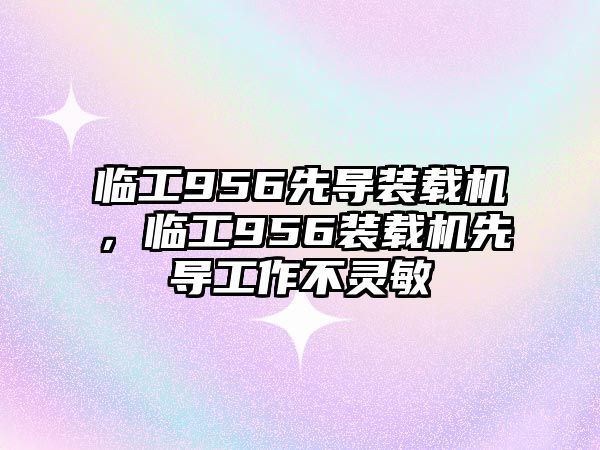 臨工956先導(dǎo)裝載機，臨工956裝載機先導(dǎo)工作不靈敏