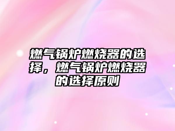 燃?xì)忮仩t燃燒器的選擇，燃?xì)忮仩t燃燒器的選擇原則