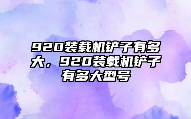 920裝載機鏟子有多大，920裝載機鏟子有多大型號