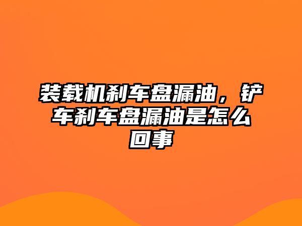 裝載機(jī)剎車盤漏油，鏟車剎車盤漏油是怎么回事