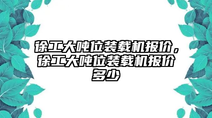 徐工大噸位裝載機報價，徐工大噸位裝載機報價多少