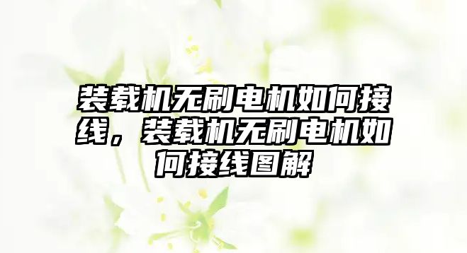 裝載機無刷電機如何接線，裝載機無刷電機如何接線圖解