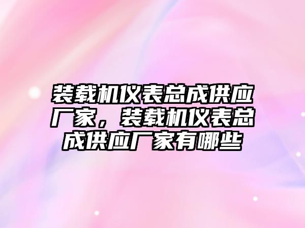 裝載機(jī)儀表總成供應(yīng)廠家，裝載機(jī)儀表總成供應(yīng)廠家有哪些