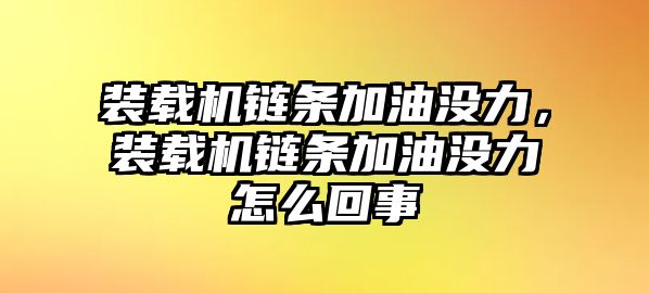 裝載機(jī)鏈條加油沒(méi)力，裝載機(jī)鏈條加油沒(méi)力怎么回事