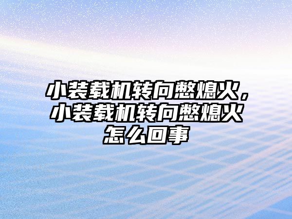 小裝載機轉向憋熄火，小裝載機轉向憋熄火怎么回事