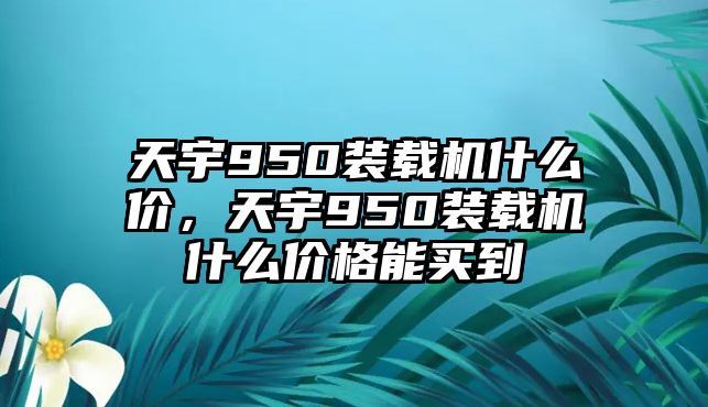 天宇950裝載機(jī)什么價(jià)，天宇950裝載機(jī)什么價(jià)格能買到