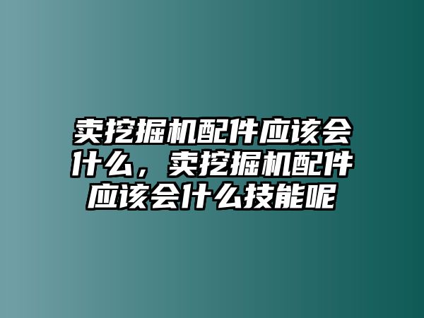 賣挖掘機(jī)配件應(yīng)該會(huì)什么，賣挖掘機(jī)配件應(yīng)該會(huì)什么技能呢