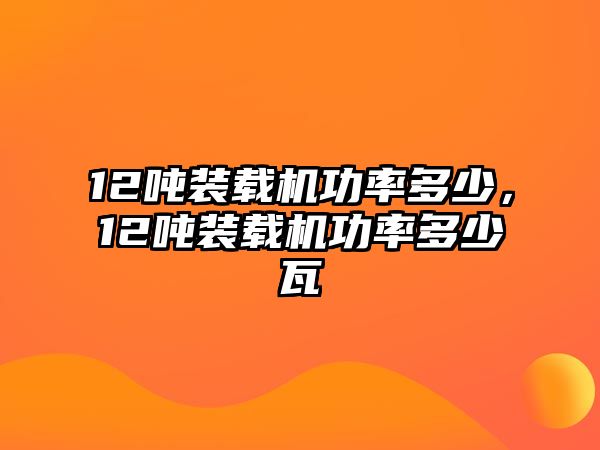 12噸裝載機功率多少，12噸裝載機功率多少瓦