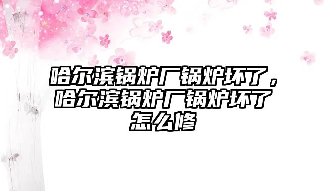 哈爾濱鍋爐廠鍋爐壞了，哈爾濱鍋爐廠鍋爐壞了怎么修