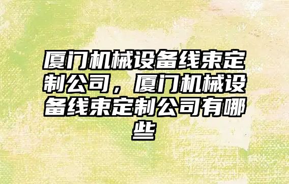 廈門機械設(shè)備線束定制公司，廈門機械設(shè)備線束定制公司有哪些