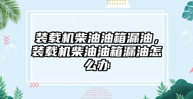 裝載機(jī)柴油油箱漏油，裝載機(jī)柴油油箱漏油怎么辦