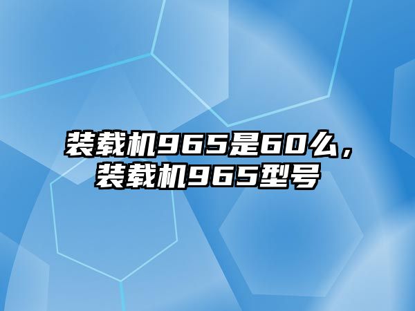 裝載機(jī)965是60么，裝載機(jī)965型號(hào)