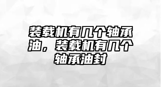 裝載機有幾個軸承油，裝載機有幾個軸承油封