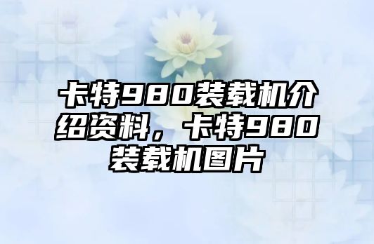 卡特980裝載機(jī)介紹資料，卡特980裝載機(jī)圖片