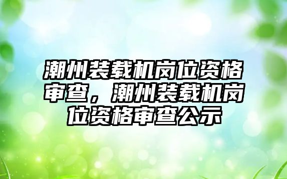 潮州裝載機(jī)崗位資格審查，潮州裝載機(jī)崗位資格審查公示