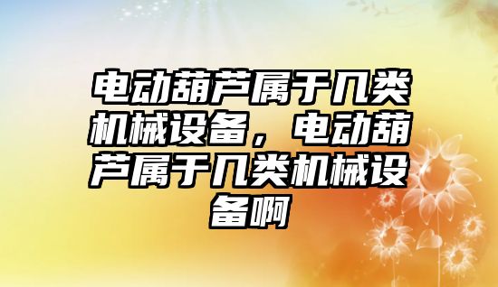 電動葫蘆屬于幾類機械設(shè)備，電動葫蘆屬于幾類機械設(shè)備啊