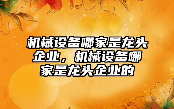 機械設備哪家是龍頭企業(yè)，機械設備哪家是龍頭企業(yè)的