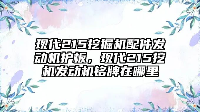 現(xiàn)代215挖掘機配件發(fā)動機護板，現(xiàn)代215挖機發(fā)動機銘牌在哪里