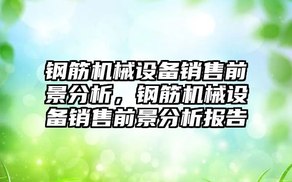 鋼筋機械設(shè)備銷售前景分析，鋼筋機械設(shè)備銷售前景分析報告