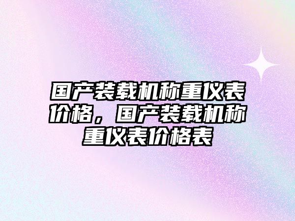 國產(chǎn)裝載機稱重儀表價格，國產(chǎn)裝載機稱重儀表價格表