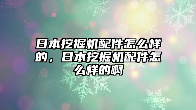 日本挖掘機配件怎么樣的，日本挖掘機配件怎么樣的啊