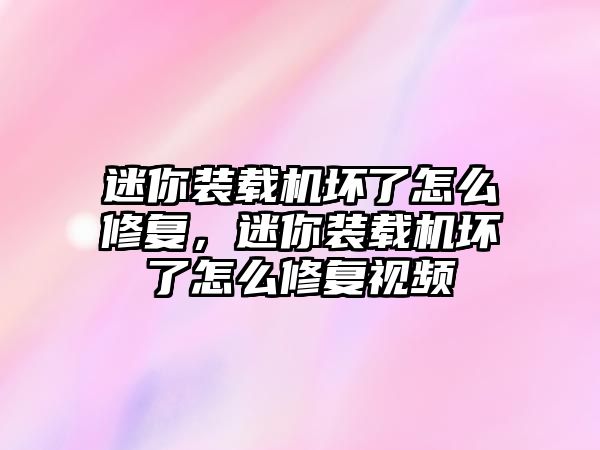 迷你裝載機(jī)壞了怎么修復(fù)，迷你裝載機(jī)壞了怎么修復(fù)視頻