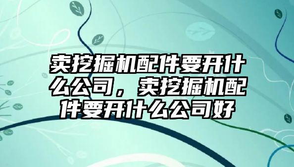 賣挖掘機配件要開什么公司，賣挖掘機配件要開什么公司好