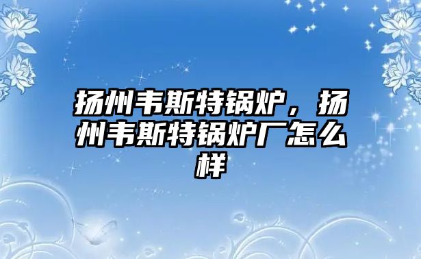 揚(yáng)州韋斯特鍋爐，揚(yáng)州韋斯特鍋爐廠怎么樣