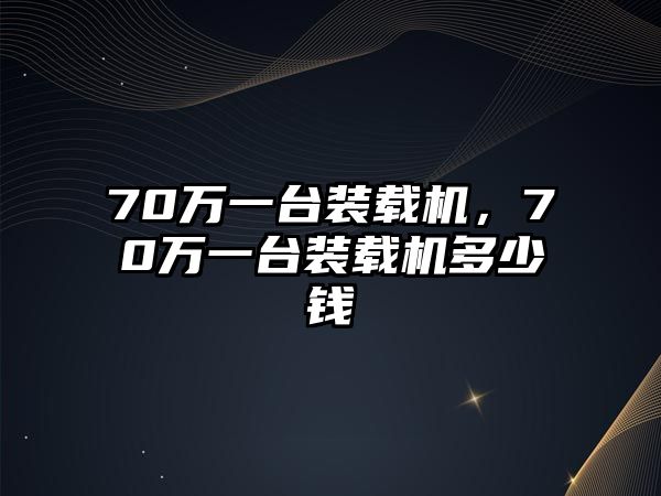 70萬一臺裝載機，70萬一臺裝載機多少錢