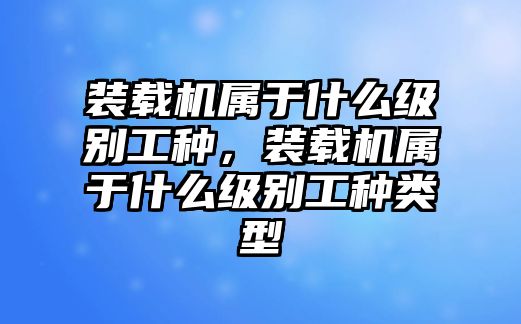 裝載機屬于什么級別工種，裝載機屬于什么級別工種類型