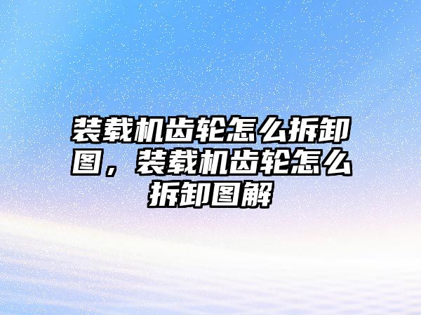 裝載機齒輪怎么拆卸圖，裝載機齒輪怎么拆卸圖解