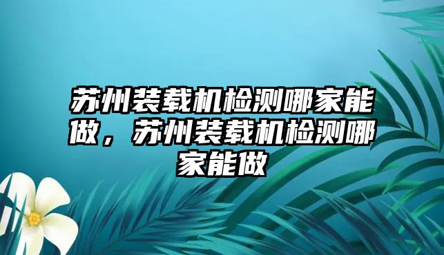 蘇州裝載機檢測哪家能做，蘇州裝載機檢測哪家能做