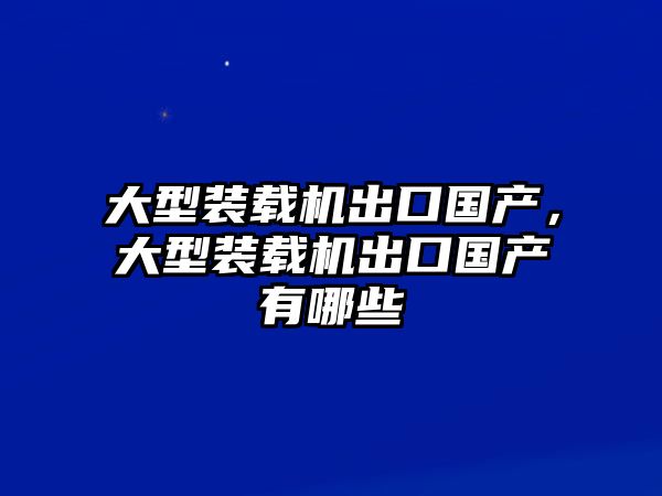 大型裝載機(jī)出口國(guó)產(chǎn)，大型裝載機(jī)出口國(guó)產(chǎn)有哪些