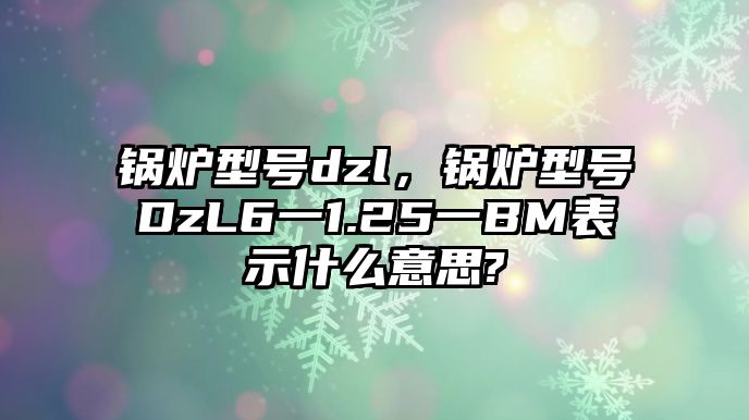 鍋爐型號(hào)dzl，鍋爐型號(hào)DzL6一1.25一BM表示什么意思?