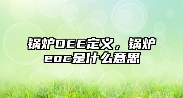 鍋爐OEE定義，鍋爐eoc是什么意思