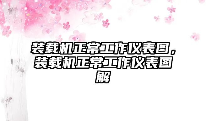 裝載機(jī)正常工作儀表圖，裝載機(jī)正常工作儀表圖解