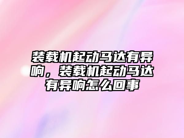 裝載機起動馬達有異響，裝載機起動馬達有異響怎么回事