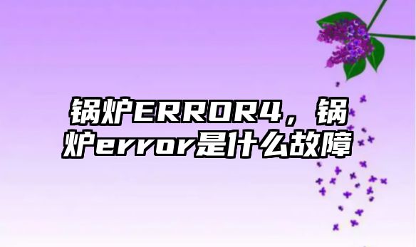 鍋爐ERROR4，鍋爐error是什么故障