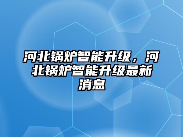 河北鍋爐智能升級，河北鍋爐智能升級最新消息