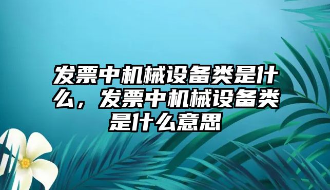 發(fā)票中機(jī)械設(shè)備類是什么，發(fā)票中機(jī)械設(shè)備類是什么意思