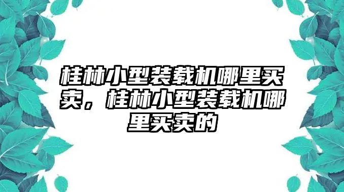 桂林小型裝載機哪里買賣，桂林小型裝載機哪里買賣的