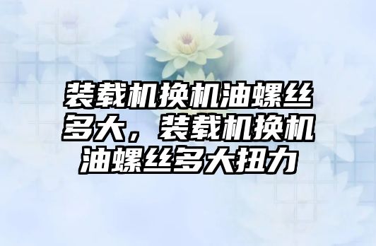 裝載機換機油螺絲多大，裝載機換機油螺絲多大扭力