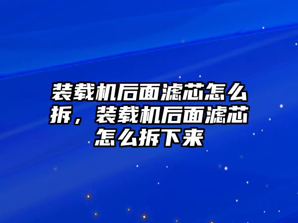 裝載機后面濾芯怎么拆，裝載機后面濾芯怎么拆下來