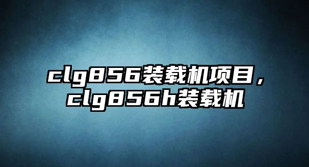 clg856裝載機(jī)項(xiàng)目，clg856h裝載機(jī)