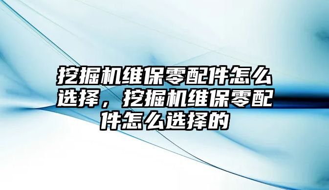 挖掘機維保零配件怎么選擇，挖掘機維保零配件怎么選擇的