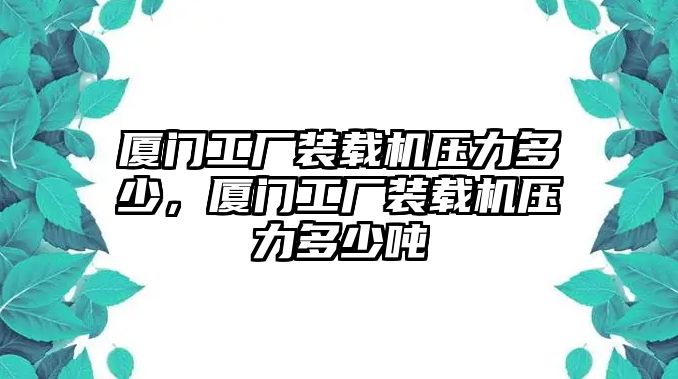 廈門工廠裝載機(jī)壓力多少，廈門工廠裝載機(jī)壓力多少噸