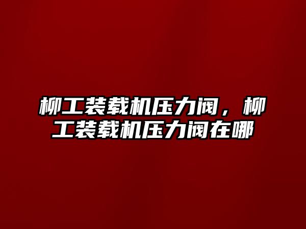 柳工裝載機壓力閥，柳工裝載機壓力閥在哪