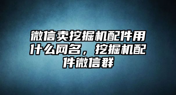 微信賣挖掘機配件用什么網(wǎng)名，挖掘機配件微信群