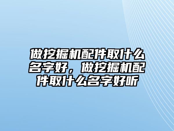 做挖掘機(jī)配件取什么名字好，做挖掘機(jī)配件取什么名字好聽