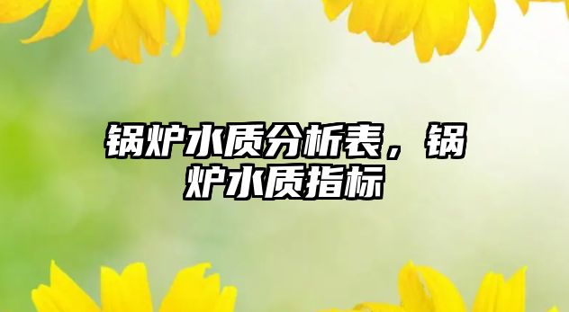 鍋爐水質(zhì)分析表，鍋爐水質(zhì)指標(biāo)